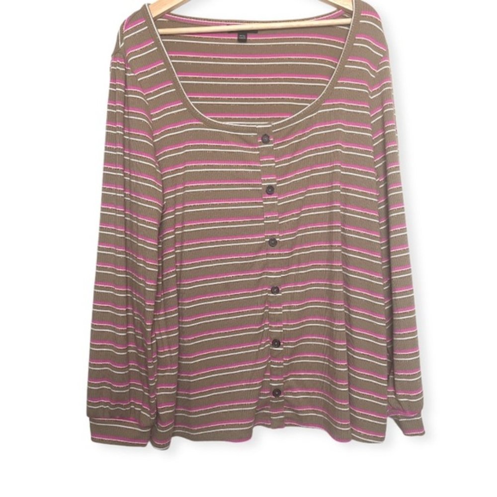 Lane Bryant 2021 Plus Size Scoop Neck Faux Button Oversized Long Sleeve 18/20